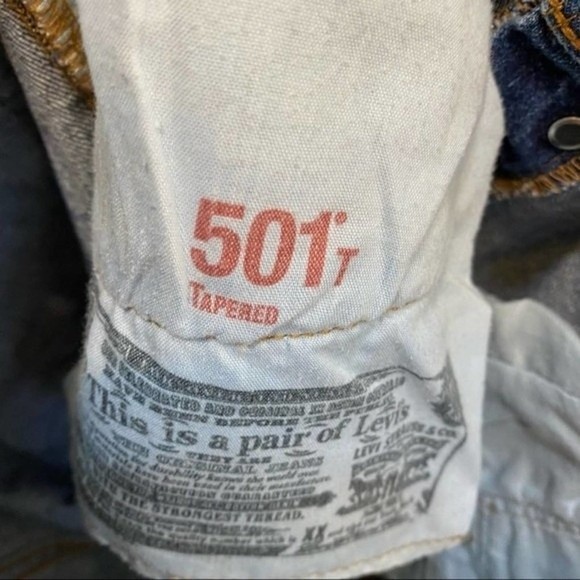 Women's 501 T Distressed Tapered Jeans Button Fly High Waist Mom Jeans 29 - Picture 6 of 12